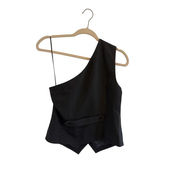 FORE Sz M Black One Shoulder Button Up Office Siren Career Suit Vest Classic - Picture 4 of 9